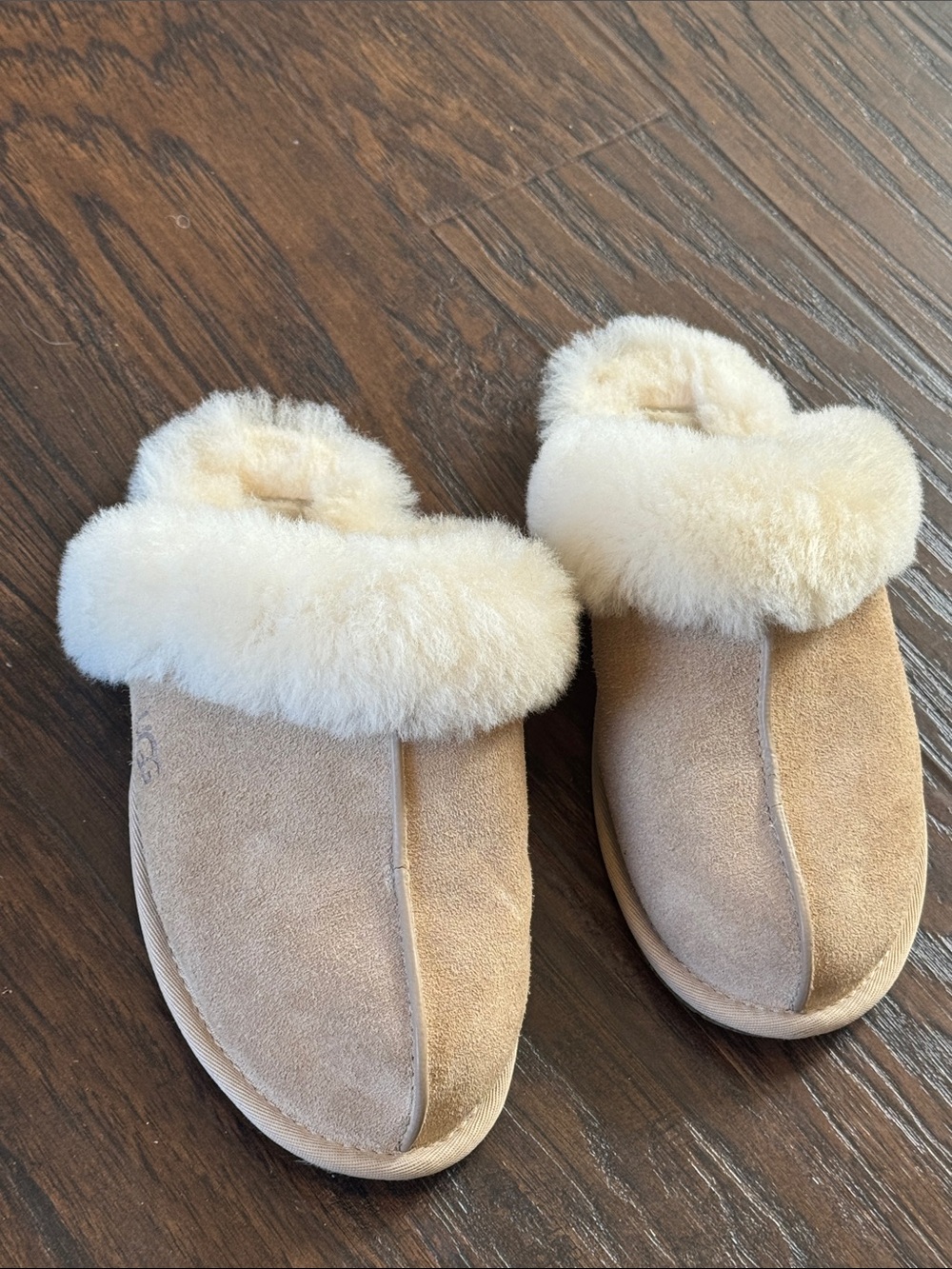 UGG Sand/Shearling Slide Slippers - Picture 2 of 9